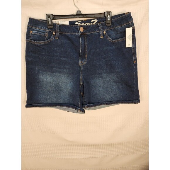 Seven7 Women's Shorts Sz 16 Denim Rolled Cuff Slim Fit Weekend Short Blue - Picture 1 of 10
